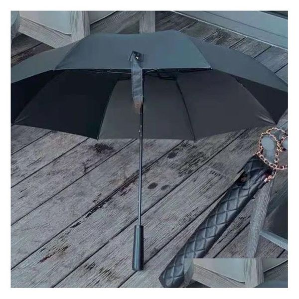 Parapluies Nouveau Classique Noir Long Parapluie Pliant Pour Femmes Été Fold Mode Pluie VIP Cadeau Avec Pu Cas Emballage Drop Livraison Accueil Dhpfk