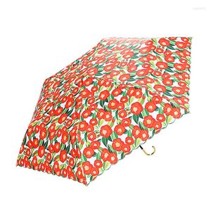 Paraplu Nordic Kleine Mode Opvouwbare Zakformaat Paraplu Gebogen Handvat Licht Zon Vrouwelijke Anti Uv Zonnescherm Guarda Sol De Praia A