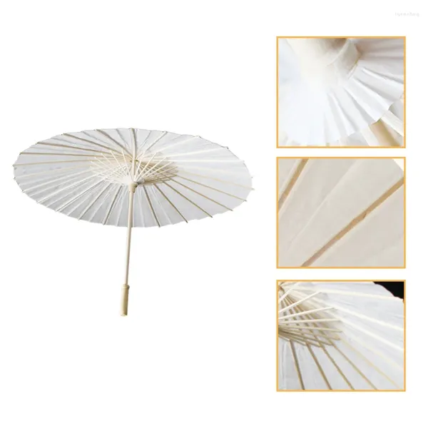 Paraguas Papel al óleo Paraguas DIY Parasol Pintura Decoración blanca Graffiti grande Madera Dama de honor