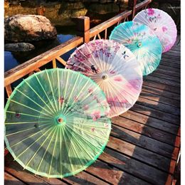 Paraplu's Geolied Papier Paraplu Vouwen Hout Regen Vrouwen Decor Transparante Bloem Chinese Japan Parasol