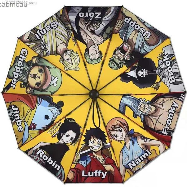 Paraguas One Piece Anime Impreso Paraguas Totalmente Automático Harajuku Estilo Callejero Moda Estética Paraguas Pliegue Al Aire Libre Impermeable Brolly