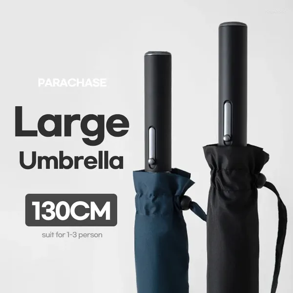 Paraguas Parachase 130 cm Paraguas grande para hombres Automático Largo A prueba de viento Fuerte 8K Palo de golf Lluvia grande