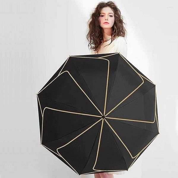 Parapluies Petal Outdoor Travel Sunscreen Sun Umbrella Rain Women Anti UV Protection 3 Fold Parasol Portable Wind Resistant Female Luxury