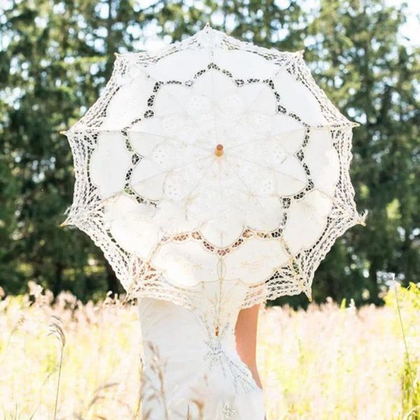 Paraguas Po Props Paraguas Multiuso Algodón Encaje Flor Patrón Efecto Visual Sombrilla Boda Parasol Hecho a mano para Pografía