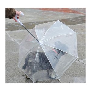 Paraguas Paraguas portátiles para perros con mango largo y cómodo Paraguas Pe transparente Impermeable para mascotas ecológico 9 2Jn Y Drop Delivery Hom Dhppg