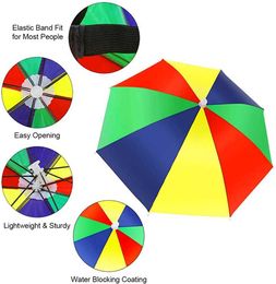 Paraguas portátil para exteriores, sombrero con banda elástica, paraguas de pesca plegable, adultos, niños, hombres y mujeres, sombrilla, gorra