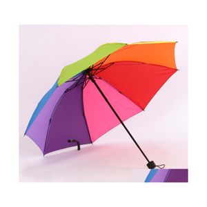 Parapluies Portable Rainbow Pliable Parapluie Femmes Hommes Nonmatic Creative Pliant Adts Enfants Suspendus Ensoleillé Et Pluvieux Publicité U DHD7T