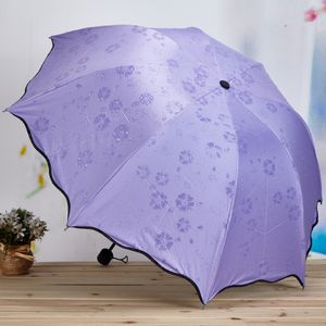 Parapluies Portable Triple Rencontre Eau Floraison Ensoleillé et Pluie Double usage Anti-ultraviolet Soleil Fort 230217