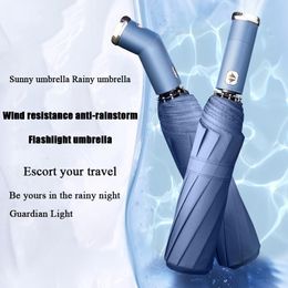 Parapluies Premium 10 os Durable créatif automatique sac lampe de poche LED parapluie Commercial parapluie pluie douche triple pli parapluie 230330