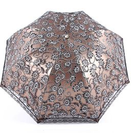 Paraplu's prinses sunshade parasol uv bescherming dubbele laag paraplu regenachtige en zonnige opvouwbare geborduurde kanten paraplu 230508