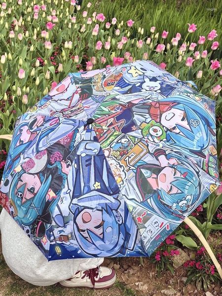 Projet de parasols Sekai Stage coloré Feat Cosplay Umbrella Windproof Anti-Uv Protection Polding Portable Travel Rain