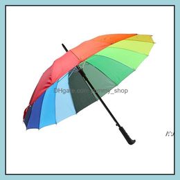 Paraplu's regenboog paraplu lange handgreep rechte winddichte colorf vrouwen mannen regen rre13490 drop levering home tuin huishouden zonsondergen heen otmet