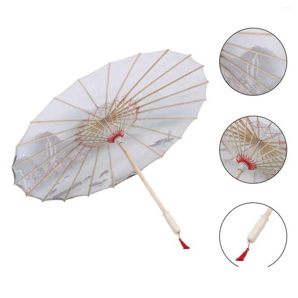 Parapluies anti-pluie chinois papier huilé Parasol avec poignée vert clair livraison goutte maison jardin articles divers ménagers Dhlbn