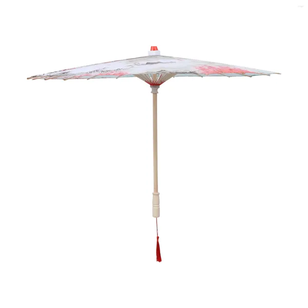 Parapluies étanche au papier chinois huilé parasol avec poignée rouge