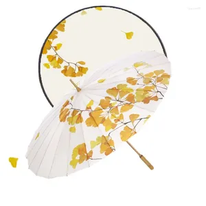 Parapluies rétro chinois parapluie traditionnel papier d'huile avec poignée en bois lumière soleil pare-soleil femelle anti-uv parasol paraguero