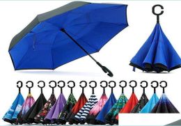 Paraplu's Omgekeerde C-handvatparaplu Winddicht Keert om Zonnebrandcrème Regenbescherming Paraplu's Vouw dubbellaags omgekeerd Huishoudelijk Brh5687870