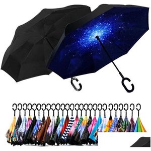 Paraplu's omgekeerd ondersteboven paraplu met C-vormige handgreep winddichte regen voor vrouwen en mannen drop levering home tuin huishouden sundr dhud6