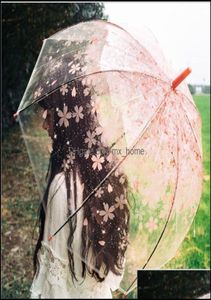 Paraplu's Romantisch Transparant Helder Bloemen Bubble Dome Paraplu Half Matic Voor Wind Zware regen Druppellevering Huishoudelijk Diversen 8916210