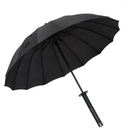 Paraplu's Samurai Gift 16K Zwarte Paraplu Hoge Kwaliteit Voor Mannen Regen En Zon Grote Anti-Wind Paraguas Apparatuur LL50UM