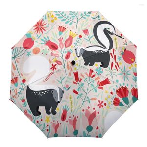 Parapluies Skunk Animal Flower Spring Parasol Umbrella For Outdoor Automatic huit brins pluvie