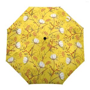 Paraplu's sneeuwlotusplant gele grote volledig automatische parasol paraplu opvouwbare acht streng voor volwassenen regen