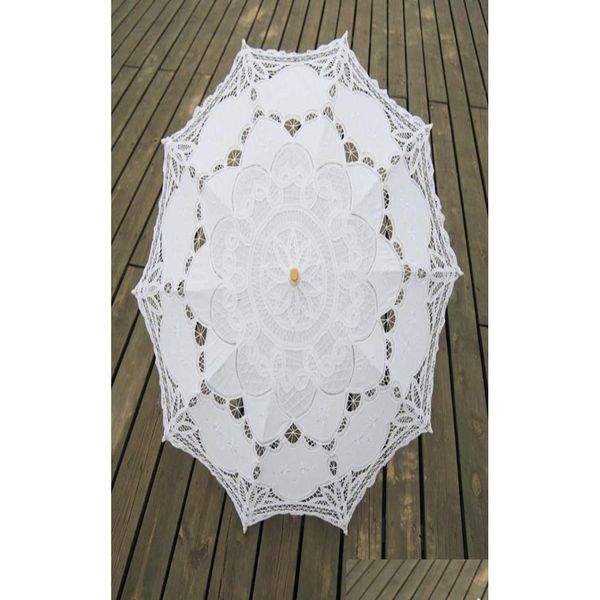 Parapluies Couleur unie Parti Dentelle Parapluie Parasols Soleil Coton Broderie Mariée Mariage Blanc Couleurs Disponibles Dh87682659663 Drop de Dhynh