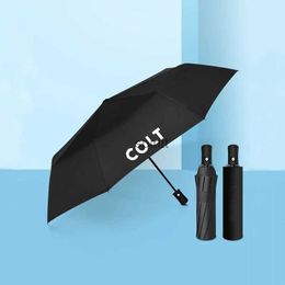 Paraguas fuerte completamente automático paraguas plegable lluvia hombres mujeres paraguas de negocios de lujo para accesorios Mitsubishi Colt YQ240105