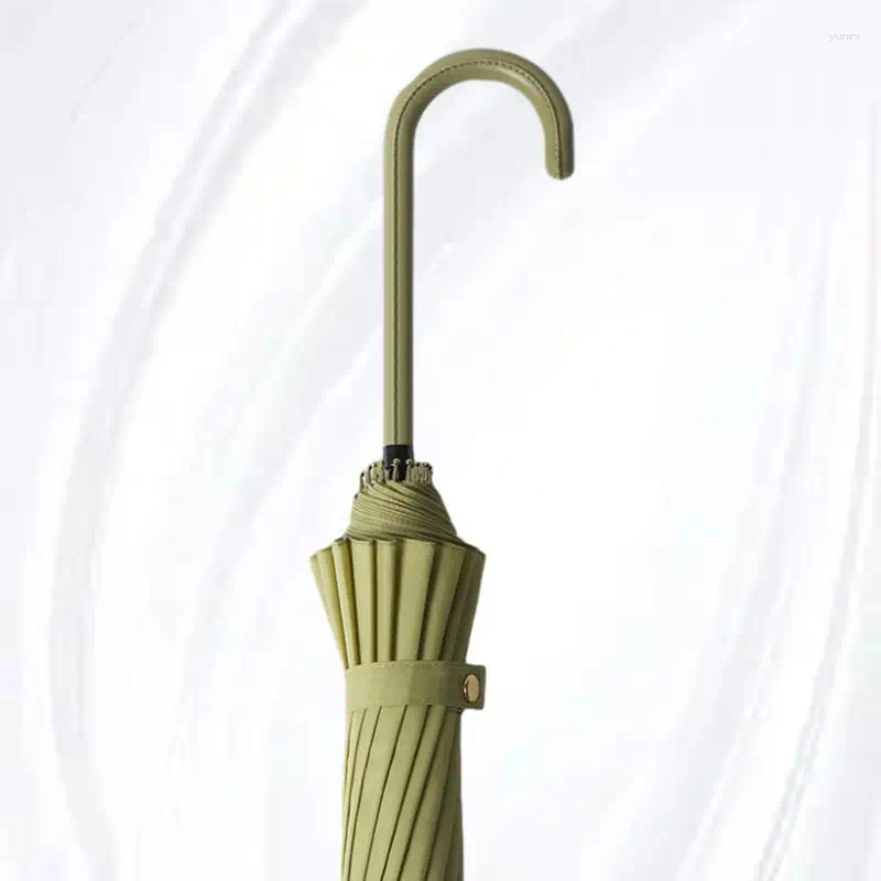 Paraplyer Stylish Japanese -Style Long Handle Solid Color Sun and Rain Paraply - The Perfect Accessory for All Weather Protection