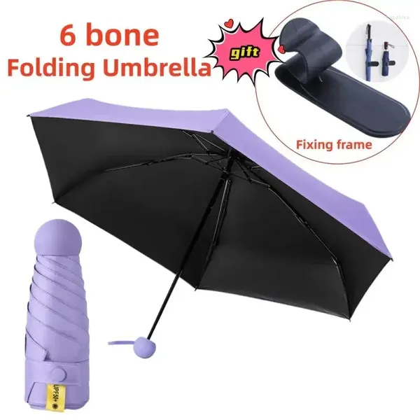 Umbrellas Sun Rain Umbrella Mini Anti-UV Policilio pequeño Protección plegable y sombrilla ultravioleta