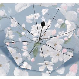 Parapluies Sun Parapluie Prix de gros Fleur imprimé UV pour femmes Argent Revêtement imperméable imperméable Parasol Playa Plegable