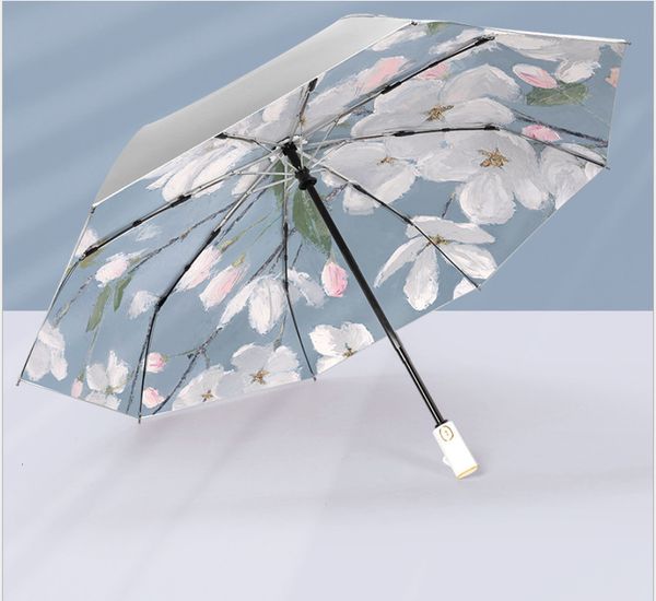 Parapluies Soleil Parapluie Prix de Gros Imprimé UV Parapluie Femme Argent Manteau Imperméable Non détachable Parapluie Playa Pliable 230719