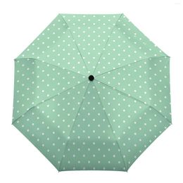 Paraplu's textuur polka stip eenvoudige groene grote volledig automatische parasol paraplu opvouwbare acht streng voor volwassenen regen