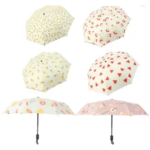 Parapluies trois pliants automatiques pliables fruits parapluie pêche pastèque conception pour femmes fille voyage en plein air anti-uv