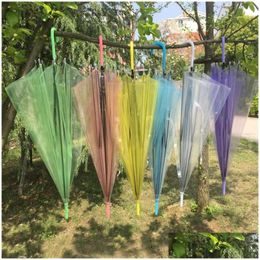 Umbrellas Transparente Clear Umbrella Dance Dance Mango largo Colorf Beach para Hombres Mujeres Niños LX3899 Drop entrega Dh8ms Dh8ms