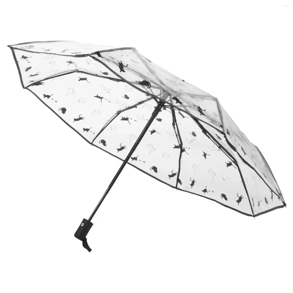 Umbrellas plegables transparentes paraguas plegables compactos plegables rucksack de servicio pesado viaje PVC Portable Miss mochilas