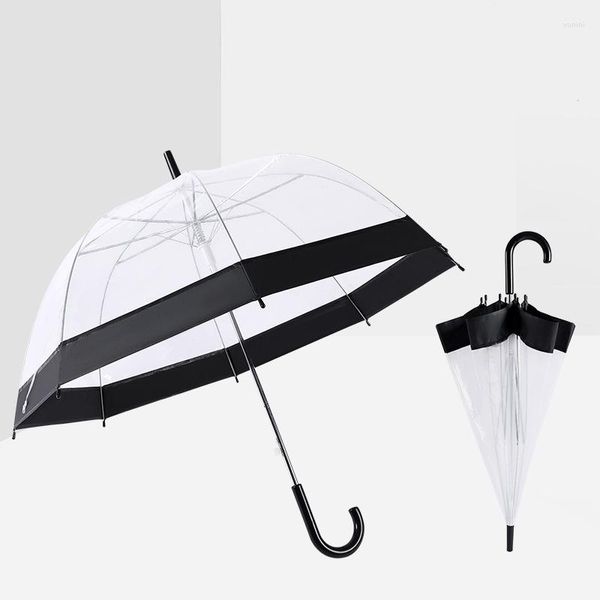 Parapluies Transparent Semi-Automatique Champignon Princesse Pour Enfants Filles Femmes Couleurs Long Manche PVC Parapluie
