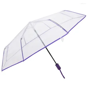 Parapluies Transparent Parapluie Automatique Pluie Femmes Hommes Soleil Auto Compact Pliant Style Coupe-Vent Clair Tra