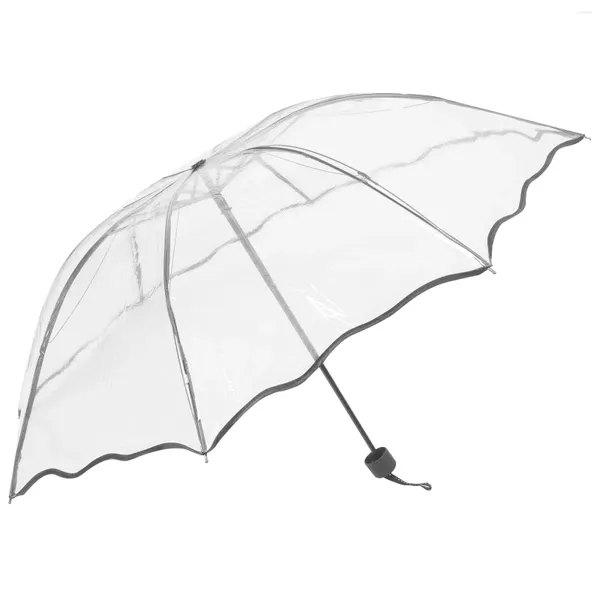 Parapluies transparents transparents portables pour les voyages de pluie compacts compacts en plein air ourlet pliant tous temps