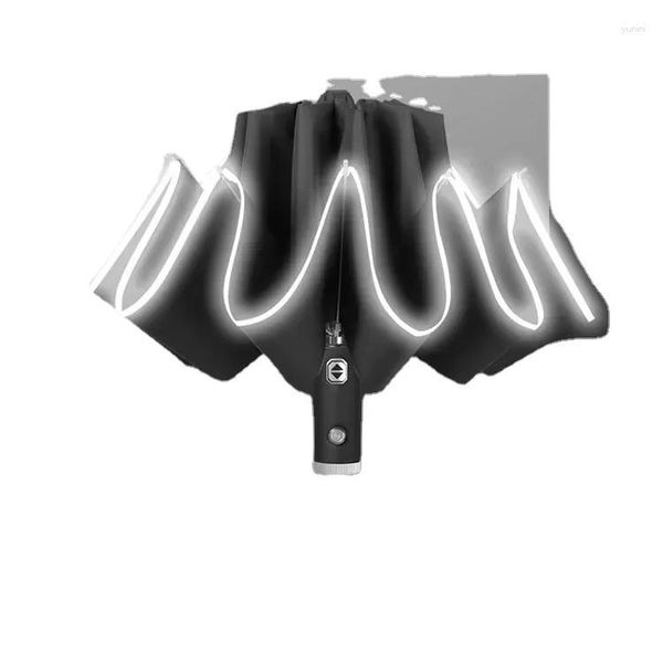 Paraguas de viaje portátil protector solar Uv lámpara automática recargable antorcha luz Led Mini 3 tres paraguas plegable con