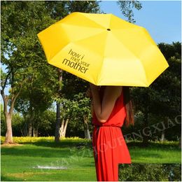 Umbrellas viajes paraguas paraguas plegables amarillo cómo conocí a tu madre mujeres plegando el equipo liviano de lluvia solar 231010 entrega de caída dh3m5