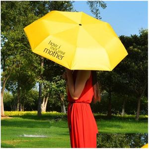 Parapluies de voyage coupe-vent imperméable léger parapluie jaune comment j'ai rencontré votre mère pliant pluie femmes équipement livraison maison G Dhqyf