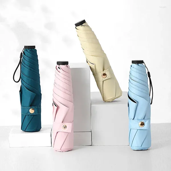 Parapluies triple pli ultra léger parapluie de plumes petit et portable mini soleil pour les femmes protection UV