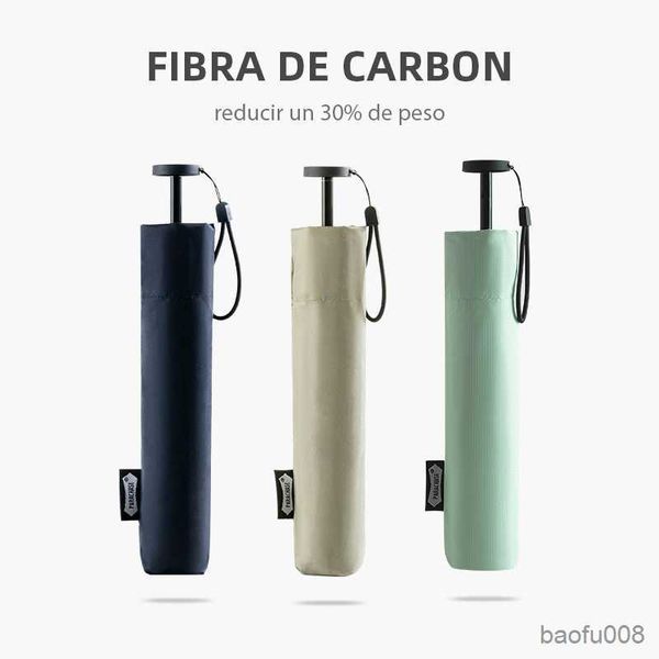 Paraguas Paraguas plegable ultraligero 111g Solo Anti Travel Rain Sun Umbrella A prueba de viento Fibra de carbono Portátil Compacto Mujer Parasol R230607