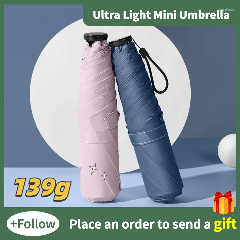 Umbrellas Ultra Light Pencil Mini Umbrella For Women Sunshade Waterproof UV Sunproof Folding Pure Color Small Sunny And Rainy