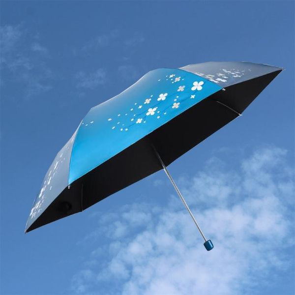 Parapluies Ultra-léger Parapluie Pliant À Trois Volets Soleil Et Pluie Portable Cadeau Simple Élégant Impression Dames
