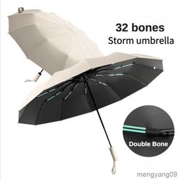 Parapluies Ultra-fort Coupe-Vent Os Parapluie Automatique pour Hommes Double Os Ensoleillé Pluvieux Parasol Imperméable Uv Parapluies R230705