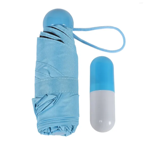 Parapluies parapluie 5 fois protection solaire large couverture double usage résistant aux UV portable bleu avec boîte de rangement pour le camping quotidien