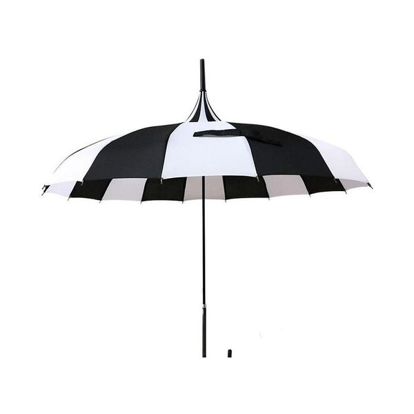 Parapluies Parapluie Noir Et Blanc Rayures Longue Poignée Pagode Bumbershoot Creative Frais P Ographie Tige Droite Bent Drop Delivery H Dhknl