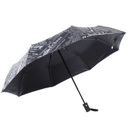 Parapluies parapluie homme peinture à l'huile motif journal revêtement noir coupe-vent parapluie pluie femmes pour hommes extérieur