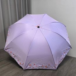 Paraguas Paraguas Sombrilla Flor Simple 8K Borde Plegable Lluvia Y Sol Pequeño Fresco